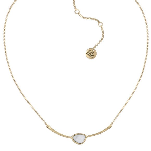 The Sak Stone Smile Necklace 16 Inch, Gold/White - Picture 2 of 3